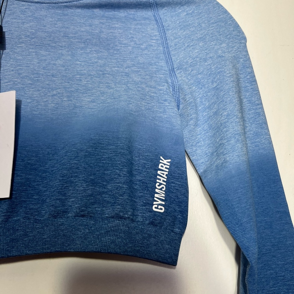 NWT Gymshark Adapt Ombre Seamless Set - Powder Blue Marl/Luna Blue - Size S - Picture 5 of 16